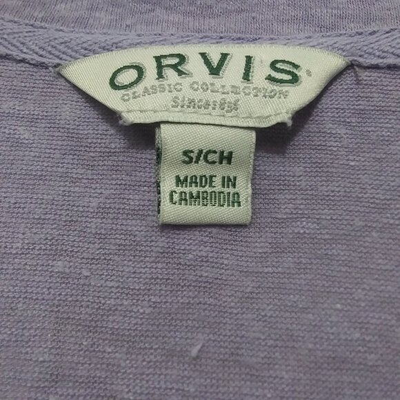 Orvis Purple V Neck Linen Blend 3/4 Sleeve Popover Top - Picture 6 of 7